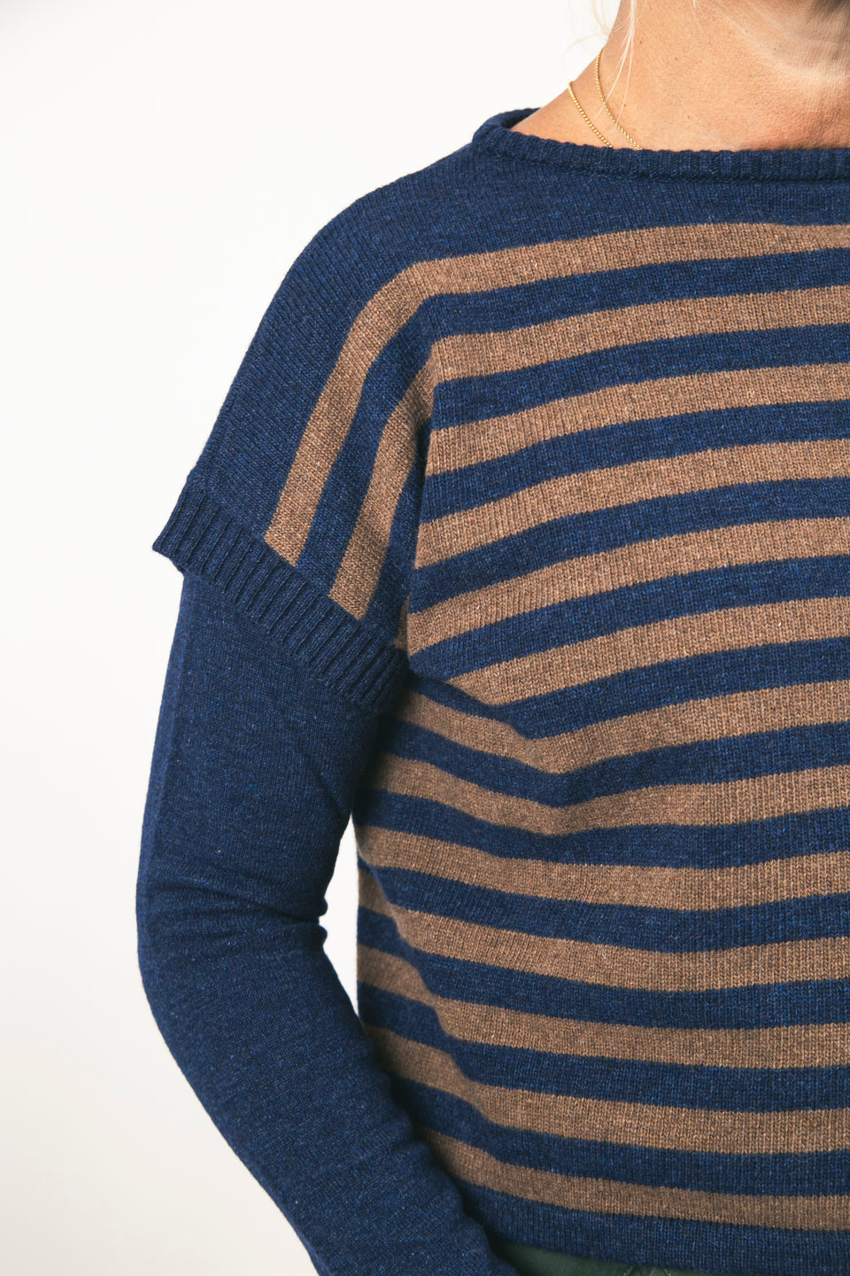 Daily tank - blu riga cammello