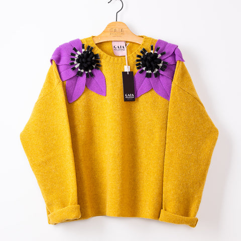 bloom - sunflower with wisteria and b/w flower