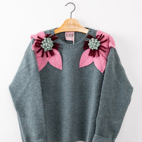 Bloom - vintage denim fiore bubblegum, vino e mentina