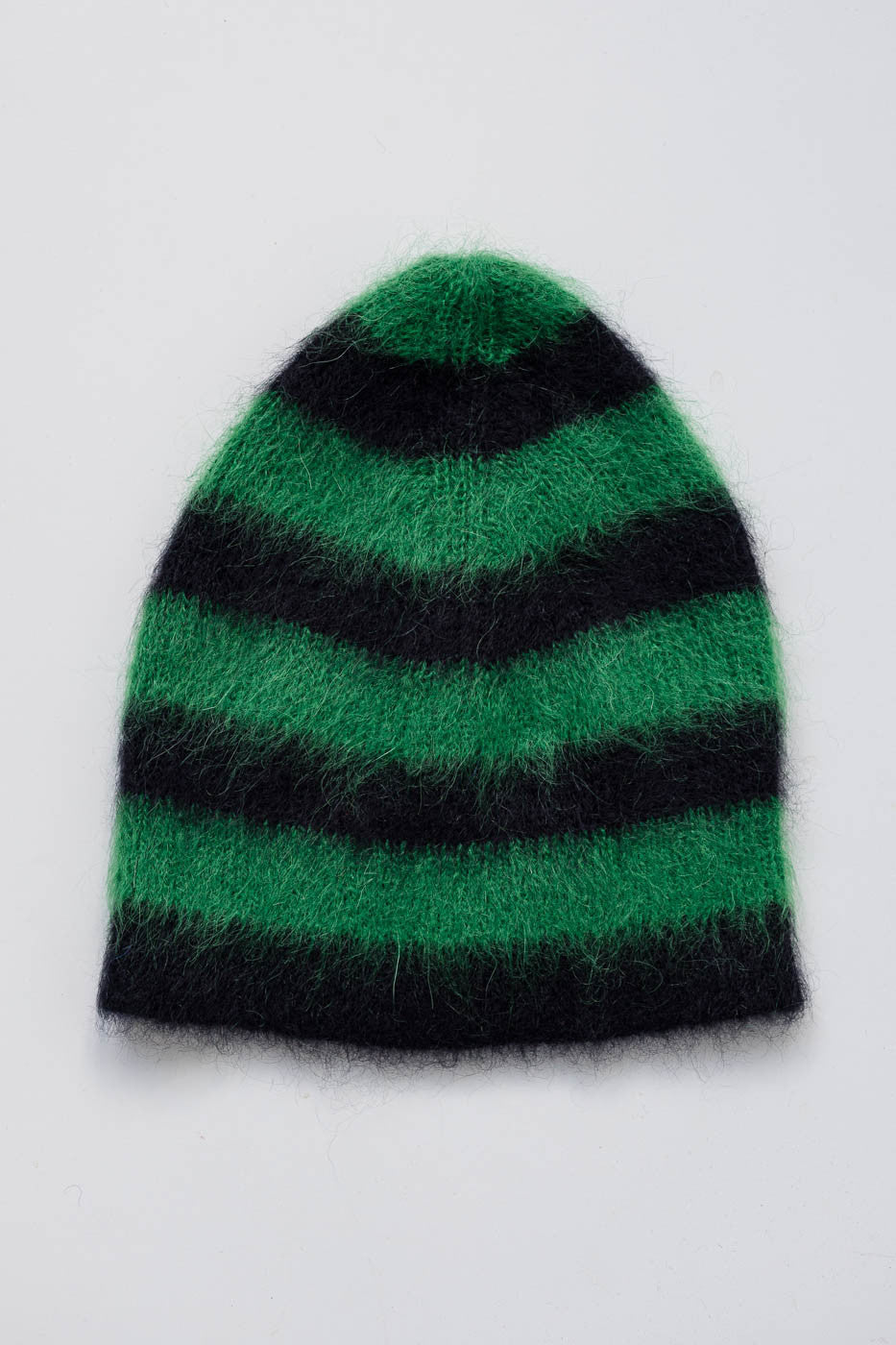 Pilù Beanie - Striped Black Kelly Green Mohair - Gaia Segattini 