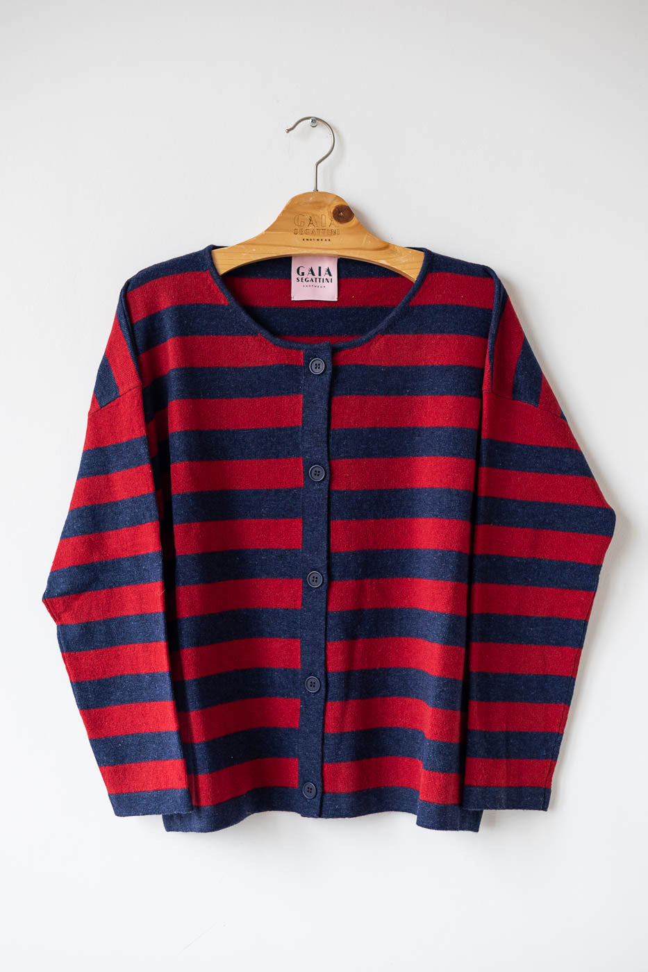 Red and blue cardigan cheap