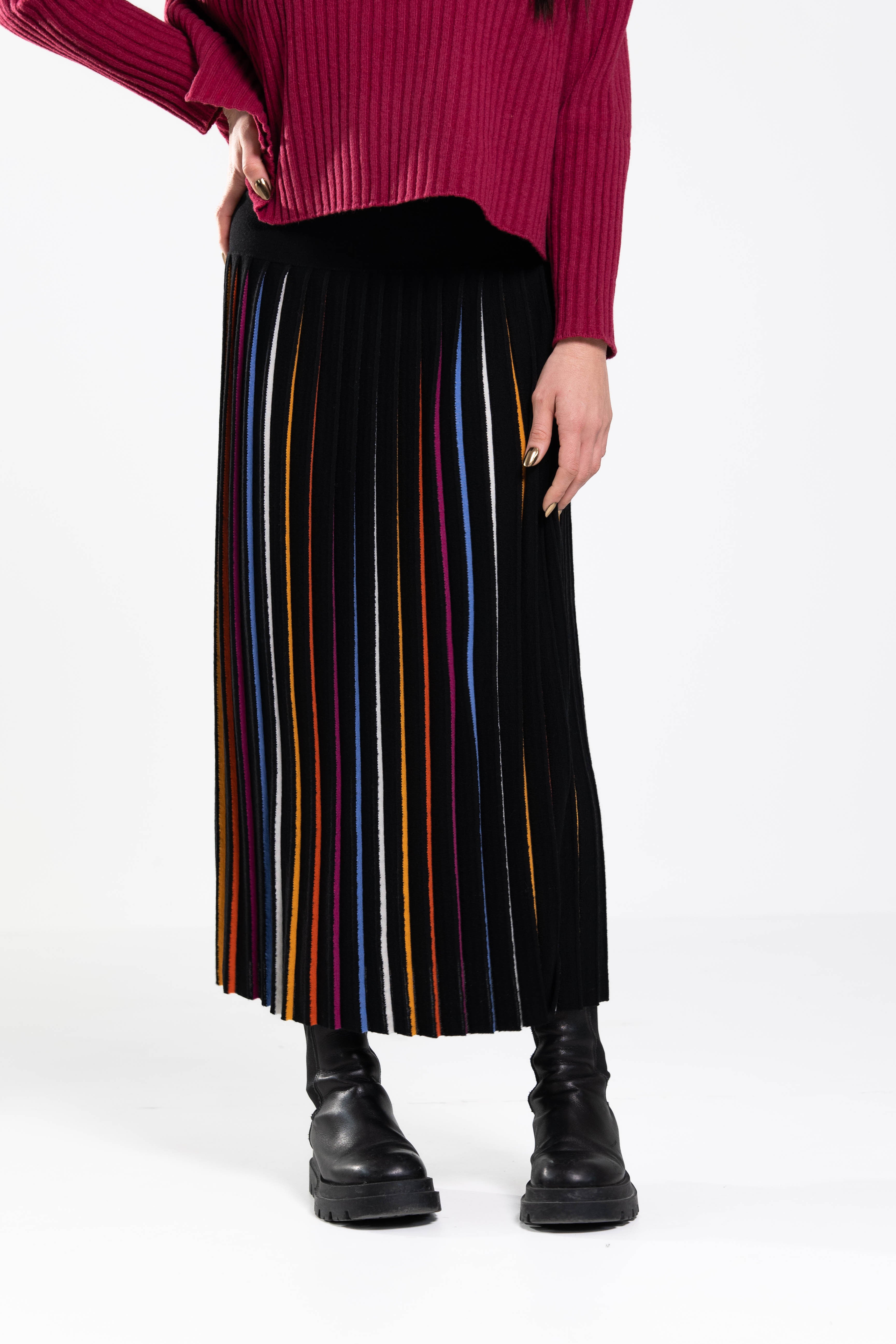 Wow longuette in maglia plissettata nero arcobaleno Gaia Segattini Knotwear